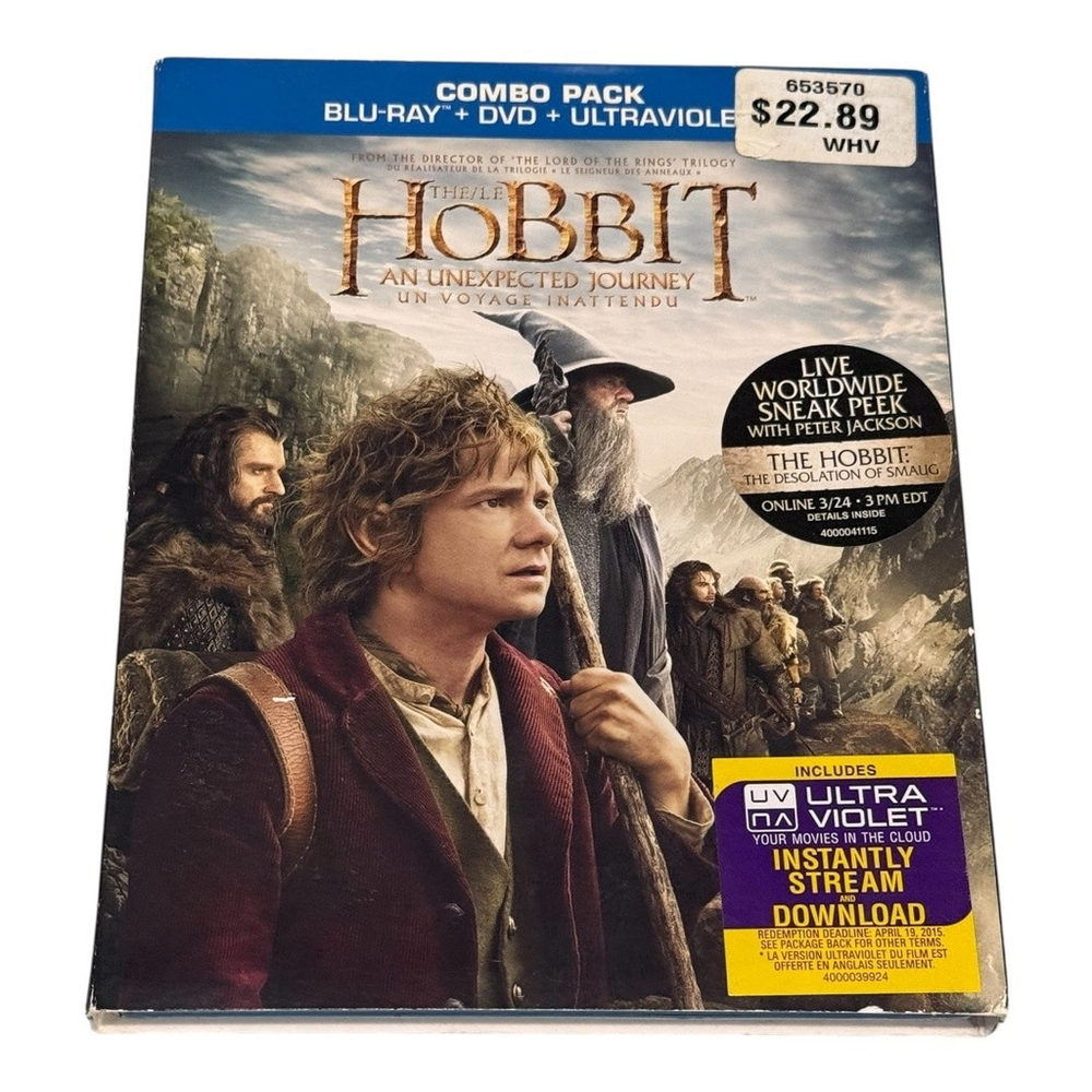 The Hobbit An Unexpected Journey Blu-ray DVD Combo Pack Fantasy Peter Jackson Mo